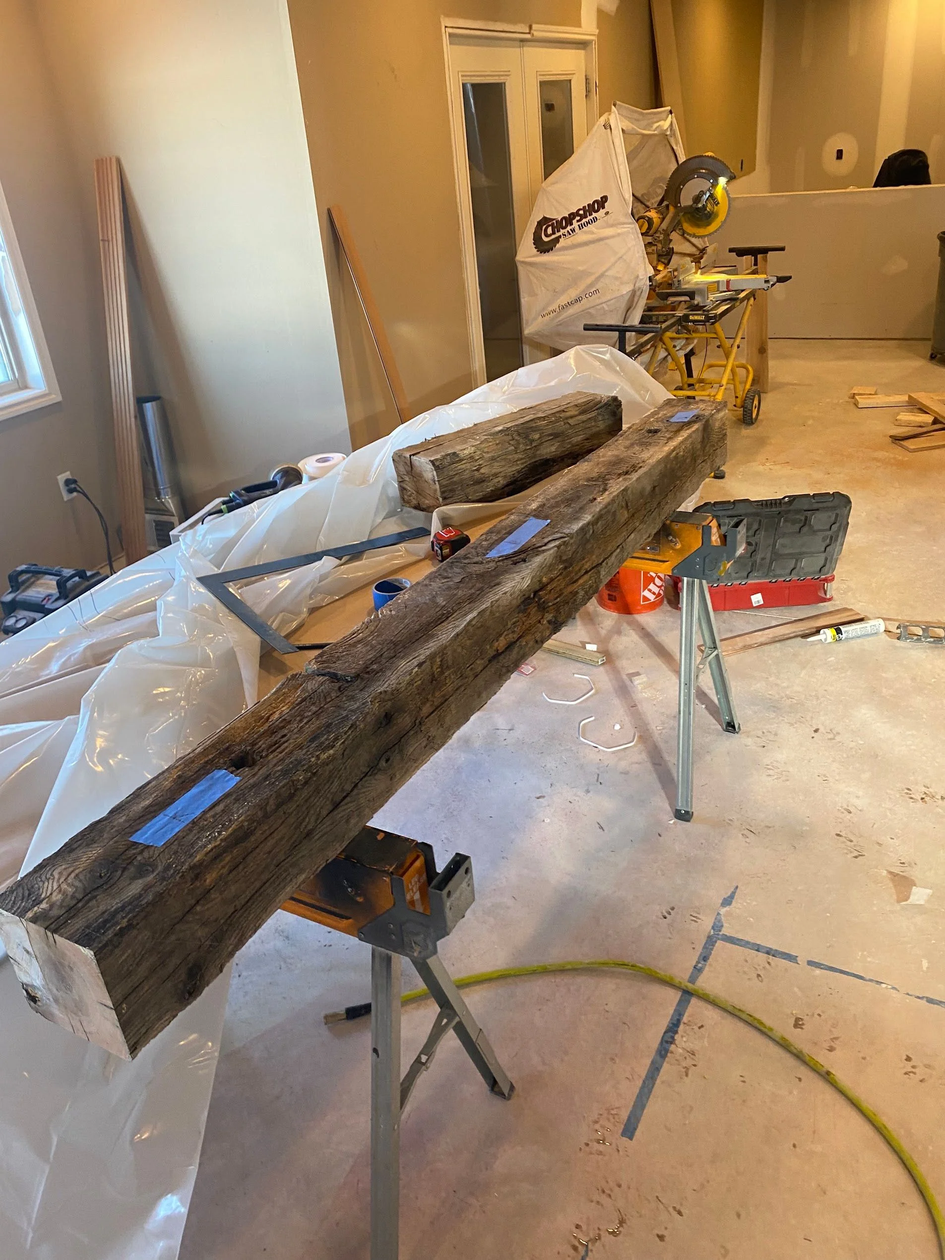 Custom carpentry work including framing, built-ins, and finish carpentry
